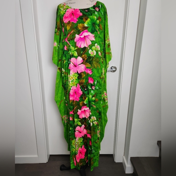 Vintage 60s Pleated Butterfly Kaftan - Picture 1 of 15